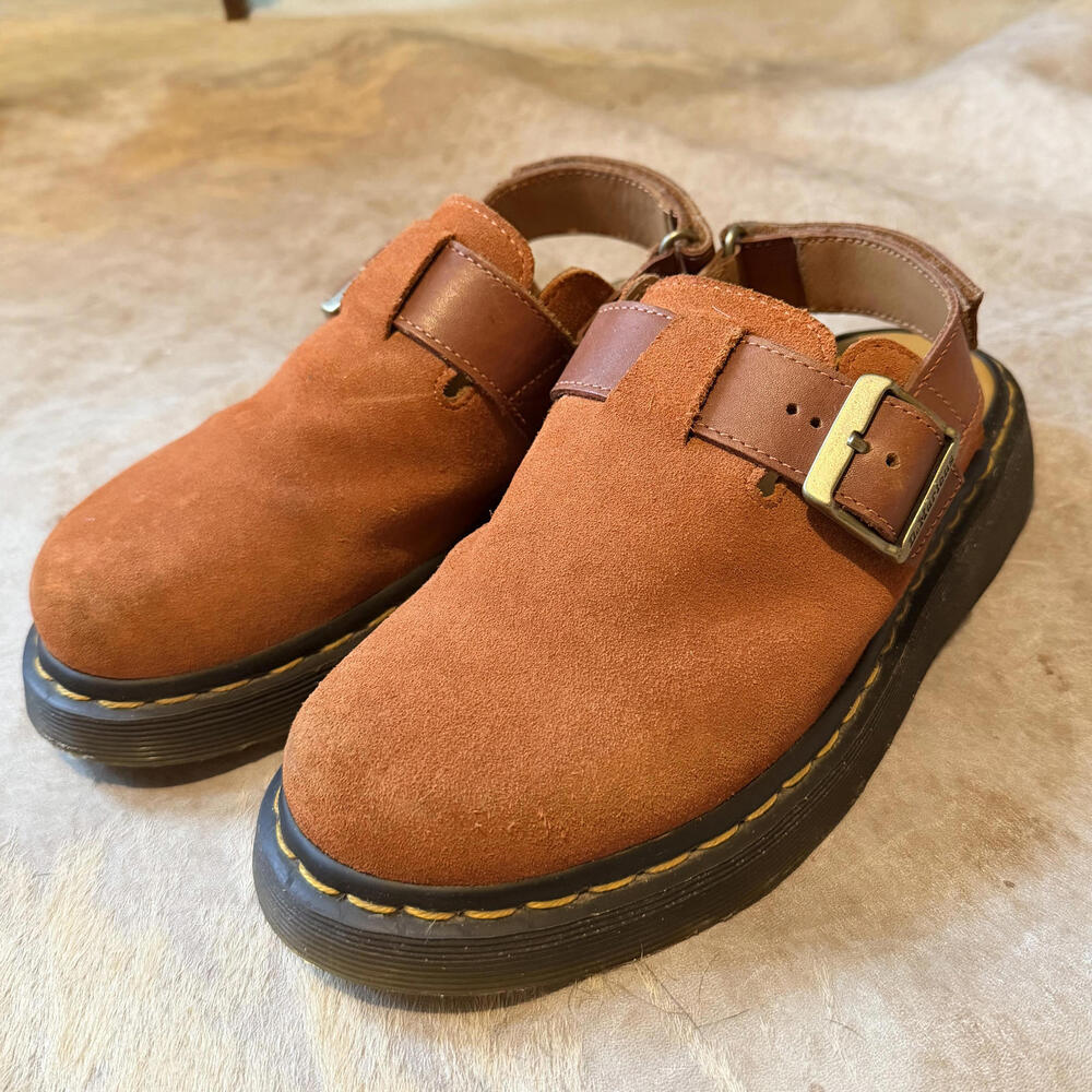 Dr. Martens Jorge II Orange Suede Buckle Mule Womens US 8/ EU 39